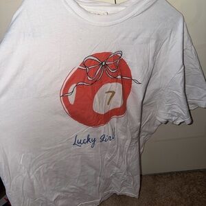 Comfort Colors White Tee with Red and Blue Design